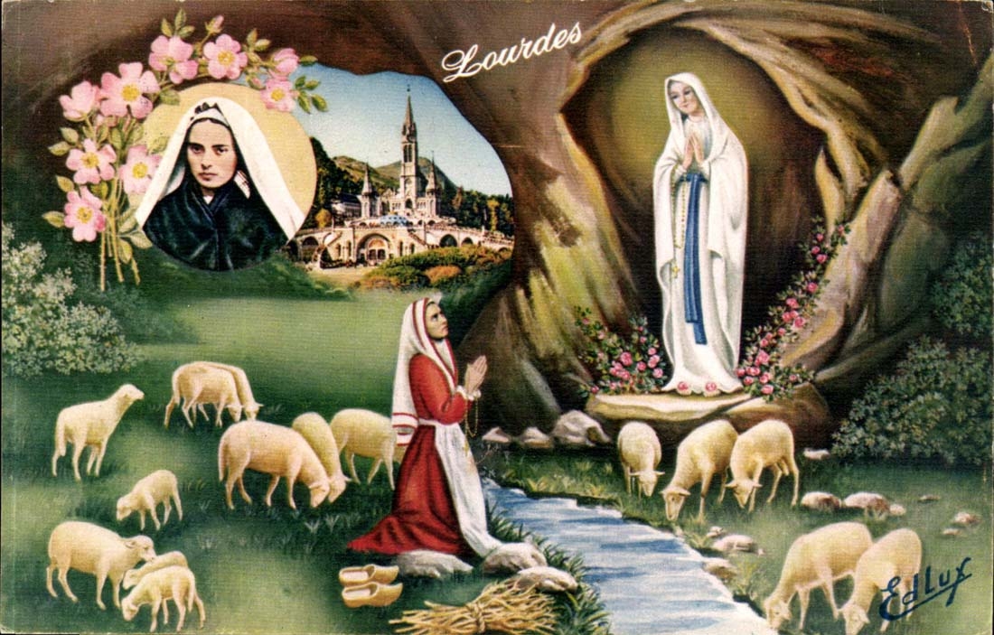 Lourdes - L'Apparition - mouton - CPA 
