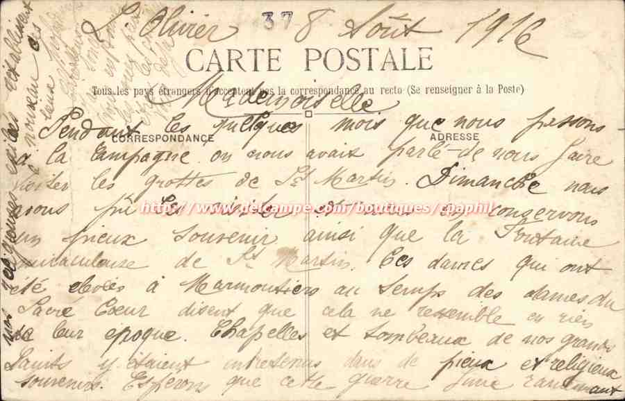 Marmoutiers - Vue Generale des Grottes - CPA  — Rückseite