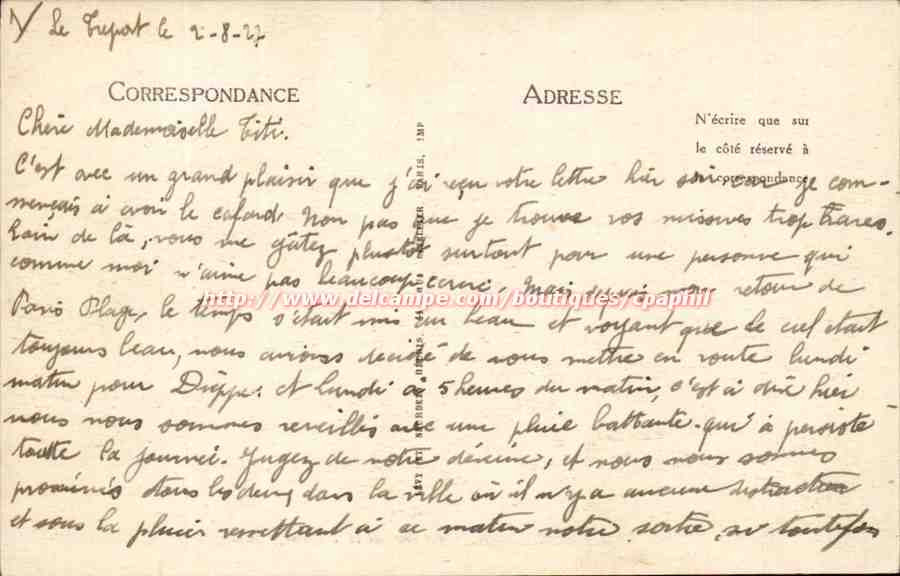 Le Treport - Le Port et la Falaise - CPA  — Rückseite