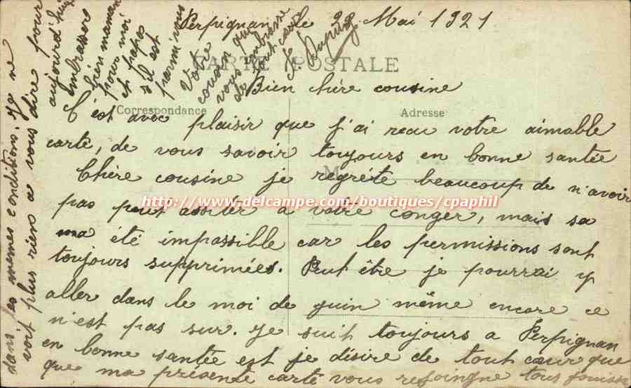Perpignan - Portez lui - Souvenir - CPA  — Rückseite