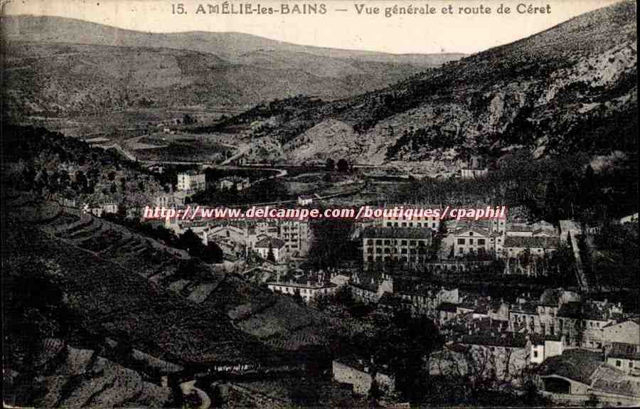 Amelie les Bains - Vue Generale et Route de Ceret - CPA 