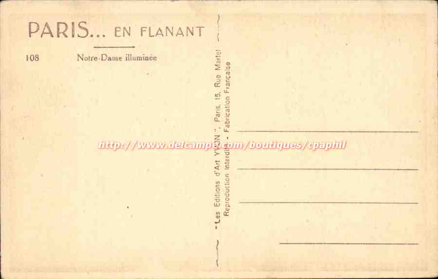 Paris 4 - en Flanant - Notre Dame Illuminee - CPA  — Verso