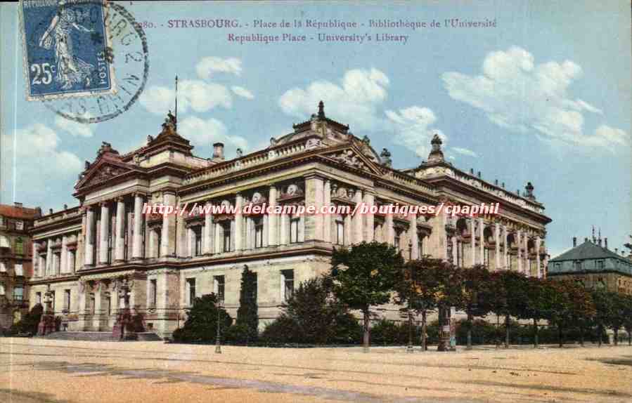 Strasbourg - Strassburg - Place de la Republique - Biblioteque de l'Universite - CPA 