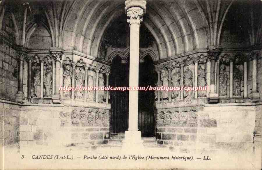Candes - Porche de L'Eglise Monument Historique - CPA 