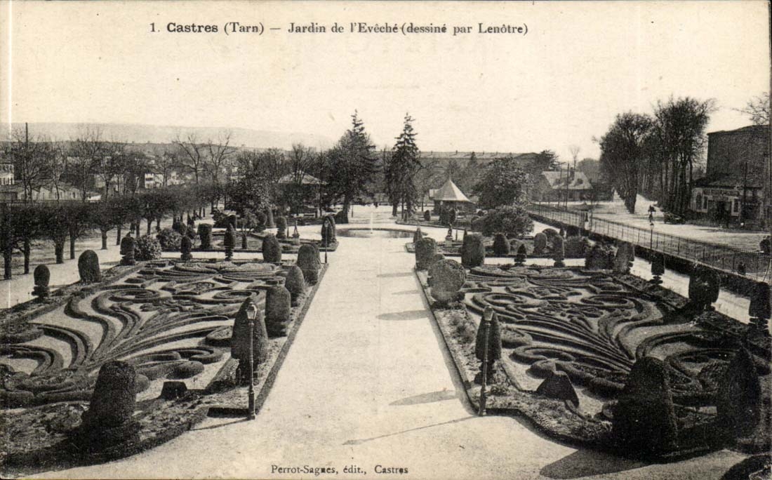 castres - jardin de L'Eveche dessine par Lenotre - CPA 