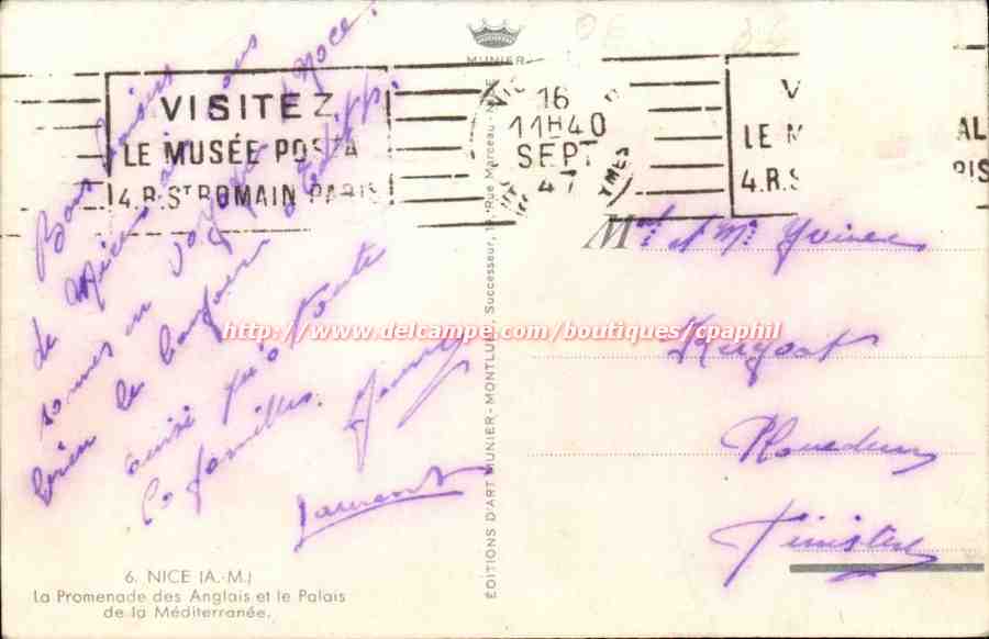 Nice - La Promenade des Anglais et le Palais de la Mediterranee - CPA  — Verso