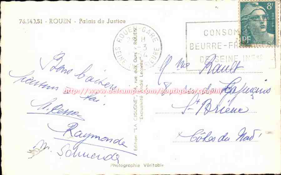 Rouen CPA Palais de justice — Verso