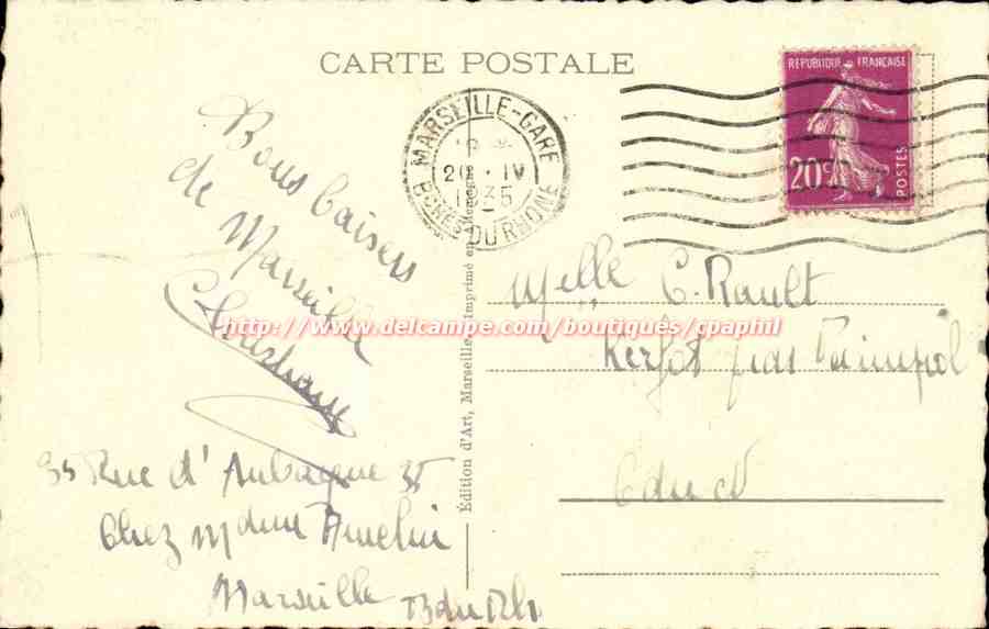 Marseille CPA Place Castellane Fontaine Cantini — Rückseite