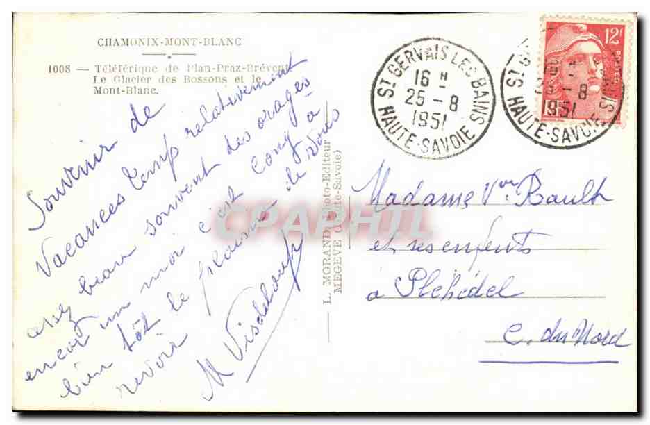 Chamonix - Mont Blanc - Teleferique - Le Glacier des Bossons - CPA  — Verso