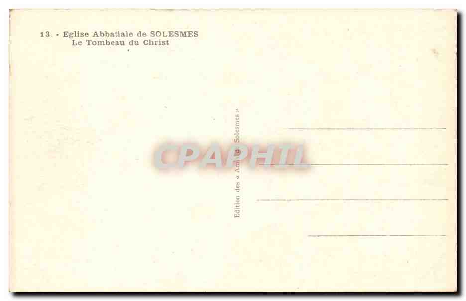 Solesmes - Eglise Abbatiale - Le Tombeau du Christ - CPA  — Verso