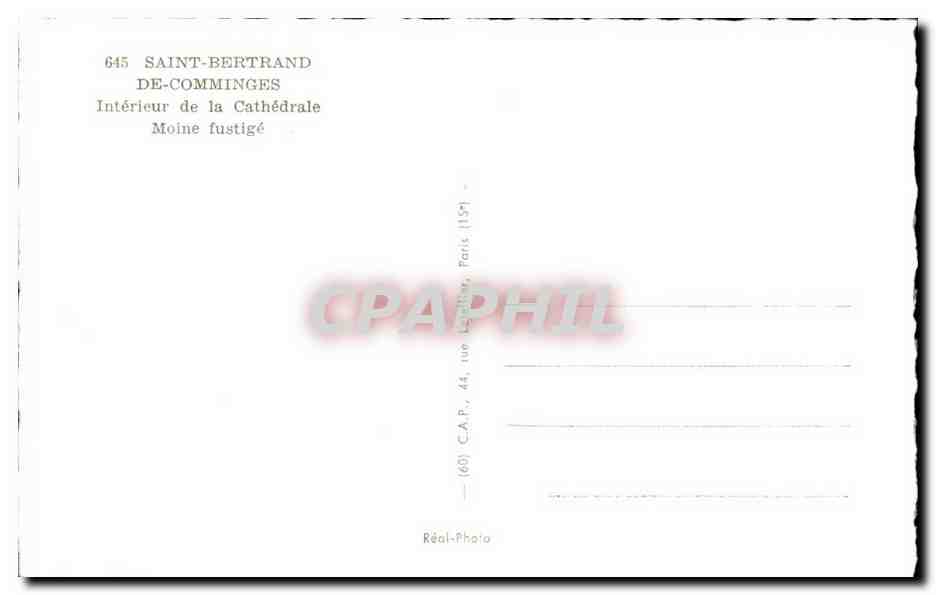 Saint Bertrand de Comminges CPA Interieur de la cathedrale Moine fustige — Verso