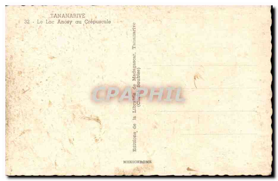 Malagasy Madagascar Tananarive CPA Le lac Anosy au crepuscule — Rückseite
