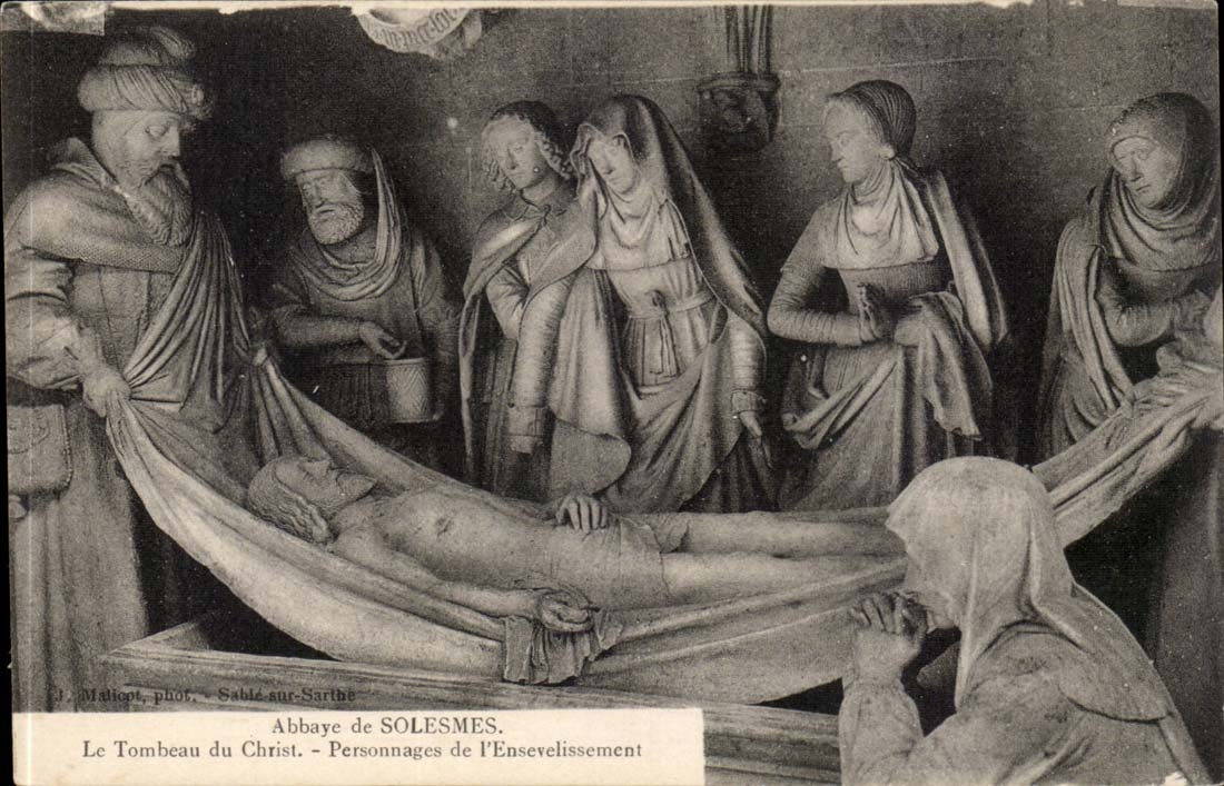 CPA Abbaye de Solesmes Tombeau du Christ Personnages de l'ensevelissement