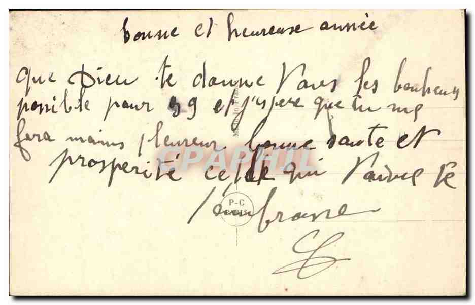 CPA FAntaisie Femme Bonne annee Pigeon — Rückseite
