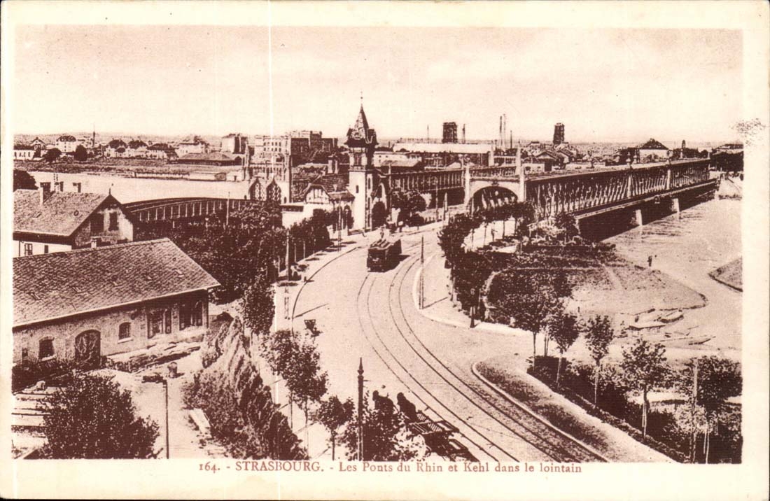 Straßburg - Die Rheinbrücken und Kehl im Hintergrund — 'La Cigogne'-Karten, Nr. 164
