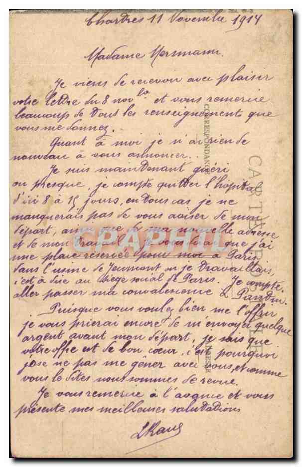 CPA Chartres Vue prise de la maison de retraite des SS coeurs — Rückseite