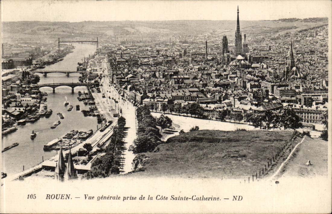 CPA Rouen Vue generale prise de la cote Sainte Catherine