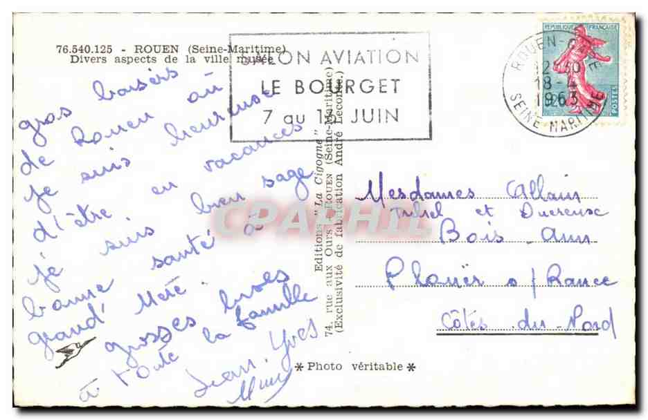Rouen - Souvenir - CPA  — Rückseite