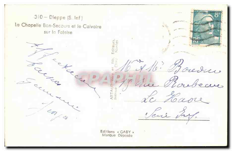 Dieppe - La Chapelle Bon Secours - et le Calvaire sur les Falaises - CPA  — Rückseite