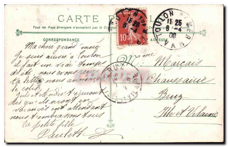 Toulon - Mourillon - La Mitré — Photographie Marius Bar, n°25 — Rückseite