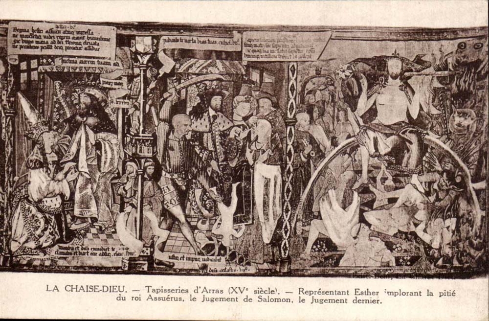 La Chaise-Dieu — Tapisseries d'Arras (XVe siècle) — Représentant Esther implorant la pitié du roi Assuérus, le Jugement dernier.