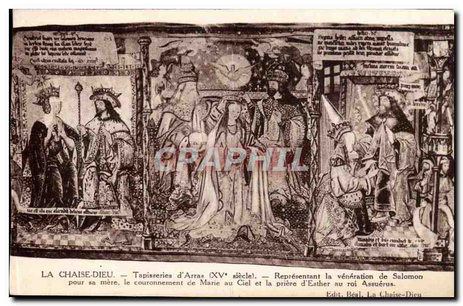 La Chaise Dieu CPA Tapisseries d'Arras Representant le veneration de Salomon
