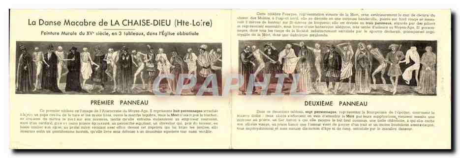 La Danse Macabre de LA CHAISE-DIEU (Hte-Loire) — Peinture Murale du XVe siècle, dans l'Église abbatiale — CPAPHIL