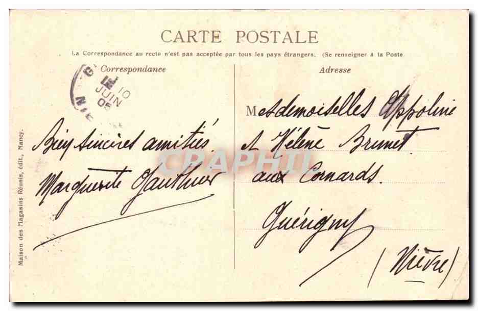 Nancy CPA Hemicycle de la Carriere Palais du gouvernement — Verso
