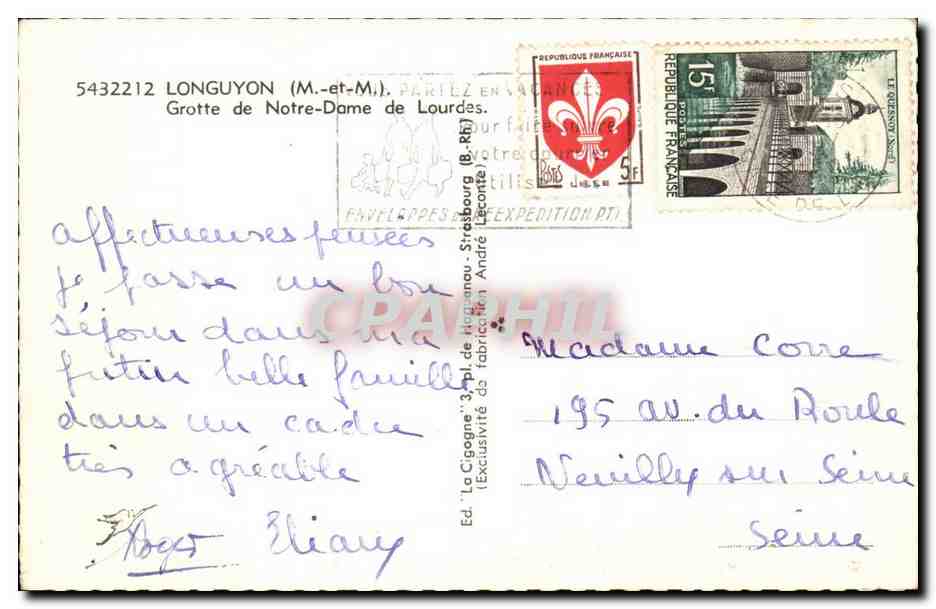 CPM Longuyon Grotte de Notre dAme de Lourdes — Rückseite
