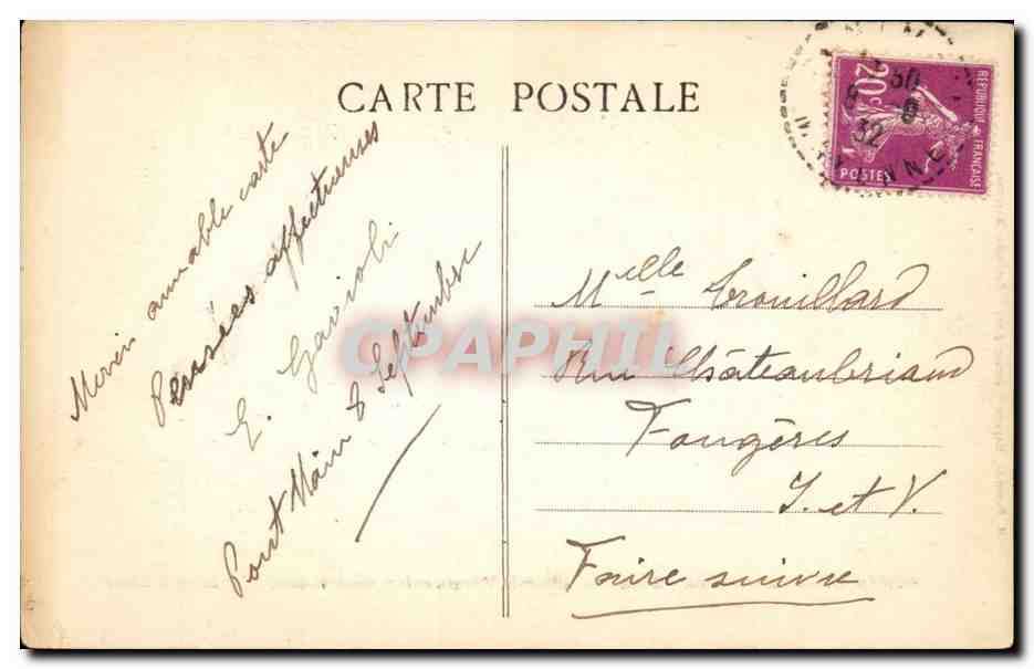 Pontmain — La Bambina — Statue de la Sainte Vierge, enfant vénérée dans l'Église Paroissiale — M. Pomnier, Magasin 'Jeanne d'Arc' Pontmain (Mayenne) — Verso