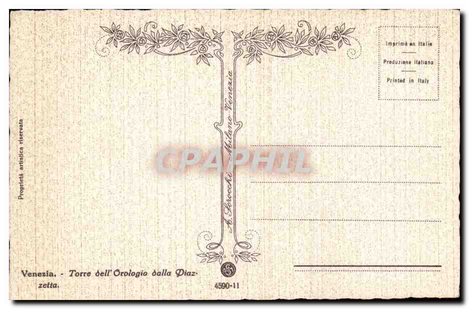 CPA Italie Italie Venezia Torre dell Orologio dalla Piazetta — Rückseite