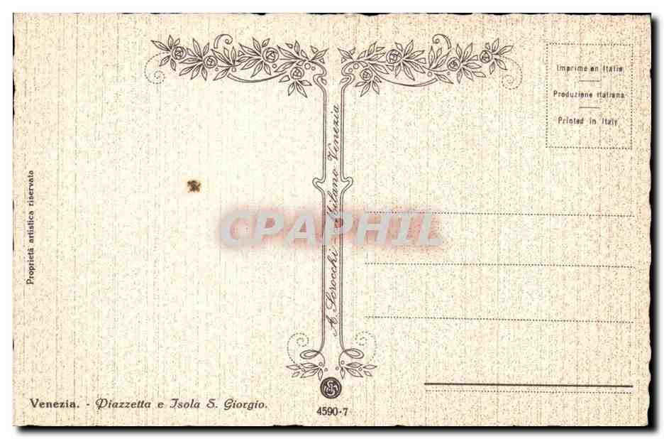 CPA Italie Italie Venezia Piazetta e isola s Giorgio — Rückseite