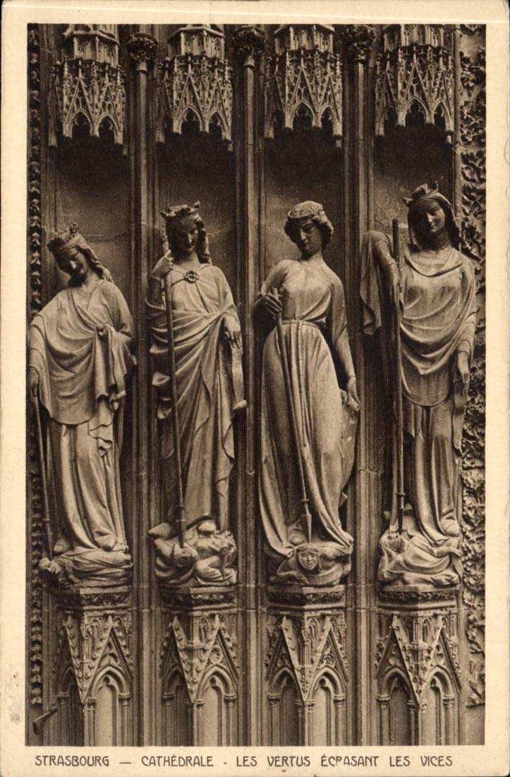 CPA Strasbourg Cathedrale Les vertus ecrasant les vices