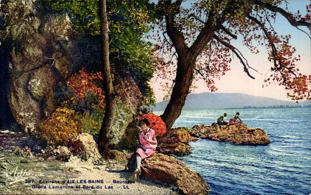 Environs d'Aix les Bains CPA Bourdeau Grotte Lamartine et bord du lac