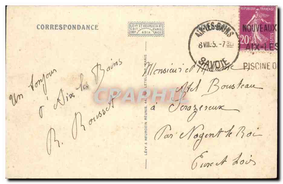 Aix les Bains CPA Vue generale et le lac du Bourget — Verso