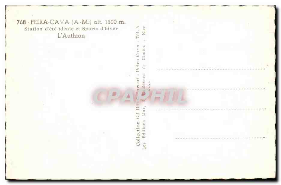 CPA Peira Cava Stattion d'ete et sports d'hiver L'Authion — Rückseite