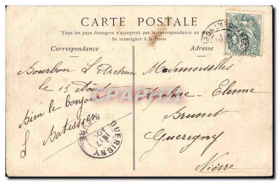 Boubon l'Archambault - Le Casino - CPA  — Rückseite