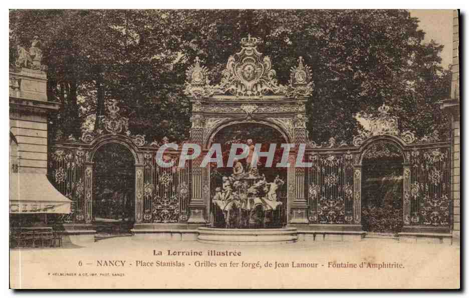 Nancy - Place Stanislas - Grilles en fer forges de Jean Lamour - Fontaine - CPA 