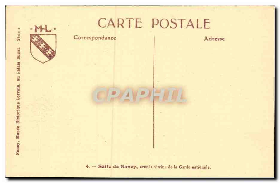 Nancy - Musee Historique Lorraine - Salle de Nancy CPA  — Rückseite