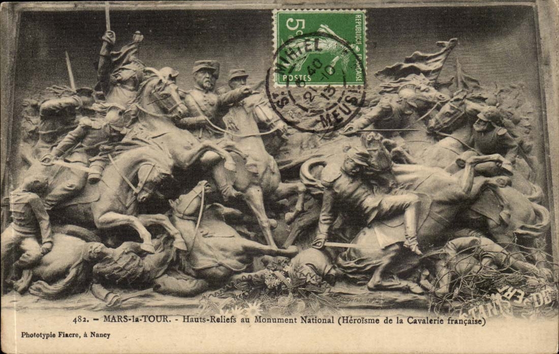MARS-la-TOUR — Hauts-Reliefs au Monument National (Héroïsme de la Cavalerie française) — Phototypie Fiacre, à Nancy