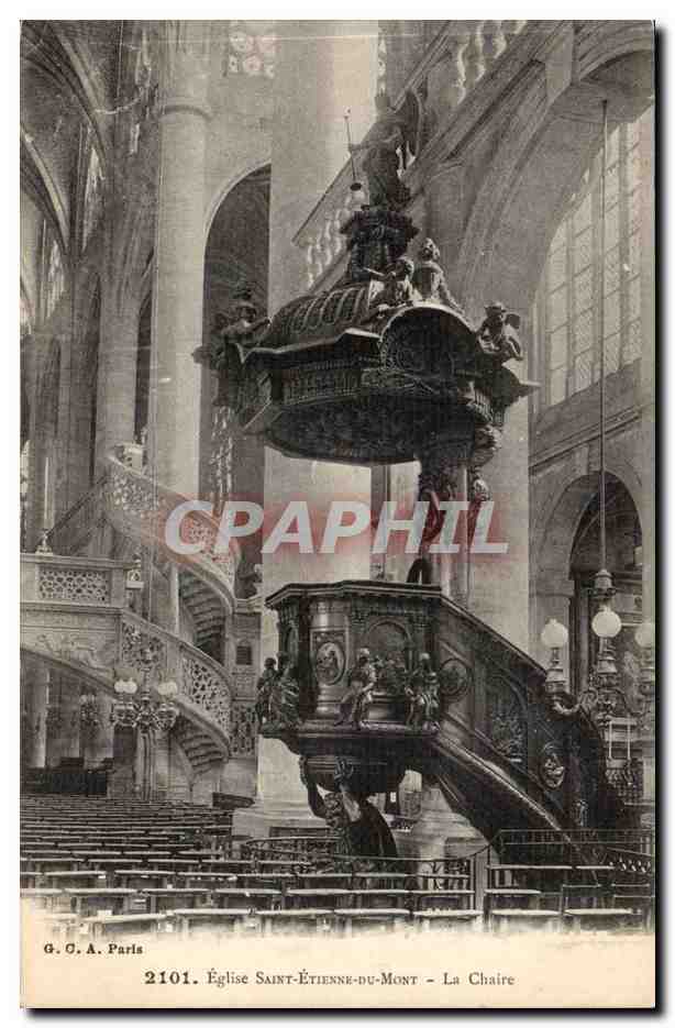 Paris 5 - Eglise Saint Etienne du Mort - La chaire - CPA 