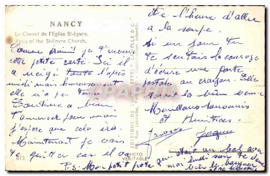 Nancy - Le Cheval de l'Eglise St Epvre - CPA  — Verso