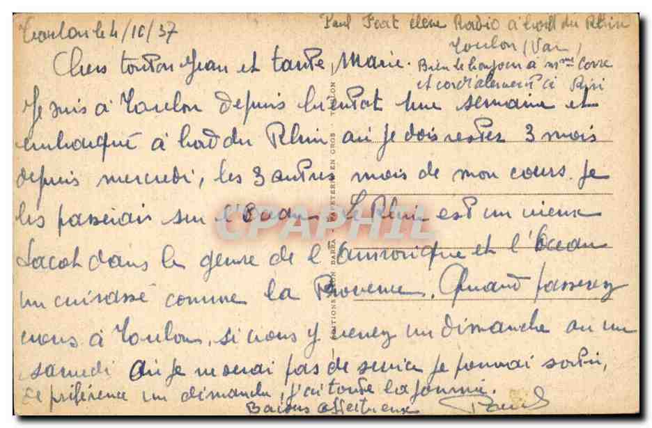 Toulon - la Cote a Ste Marguerite - CPA  — Verso