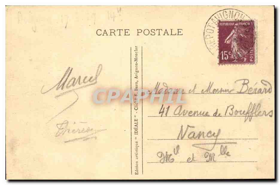 Avignon - Vue Generale - CPA  — Verso