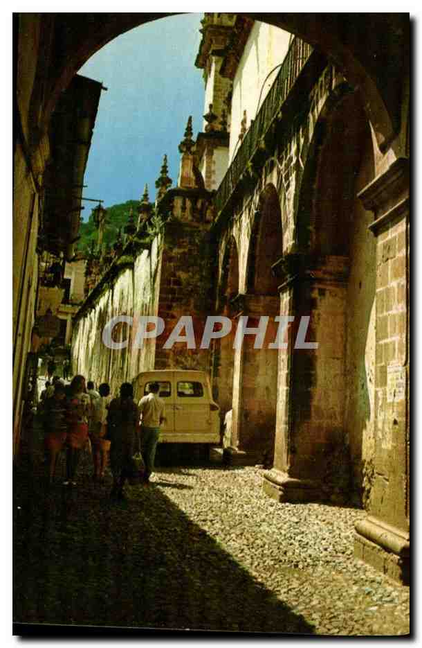 Calle del Arco en Taxco, Guerrero — vue de rue étroite pavée sous un arc — Imprenta Turísticos Acapulco, série V2101
