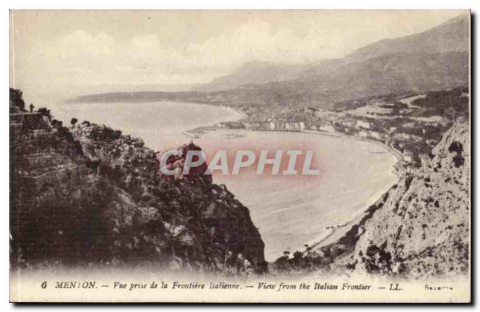 Menton - Vue Prise de la Frontiere Italienne - View from the Italian Frontiere CPA 