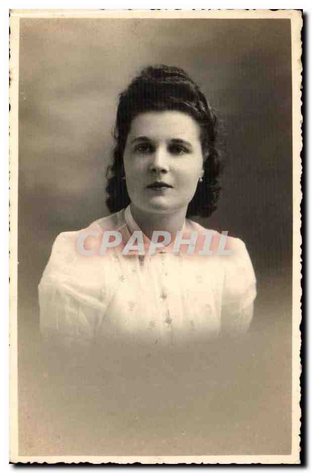 Fantaisie - Jolie Femme - Serene woman with curly hair - CPA 