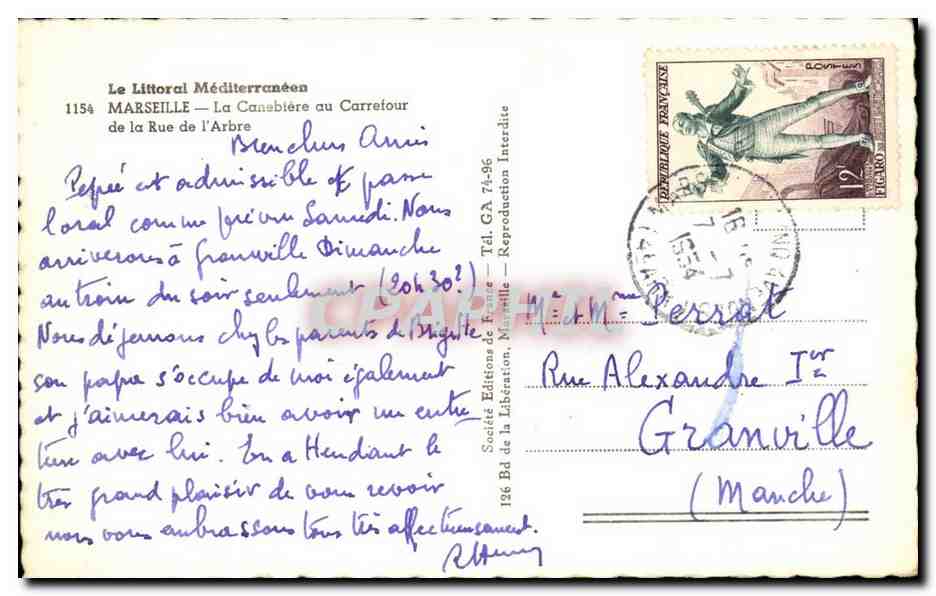 Marseille - La Cannebiere au Carrefour de la Rue de l'Arbre - CPA  — Rückseite