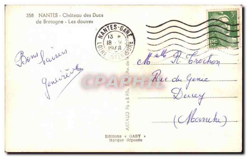 Nantes - Chateau des Ducs de Bretagnes Les Douves - CPA  — Verso