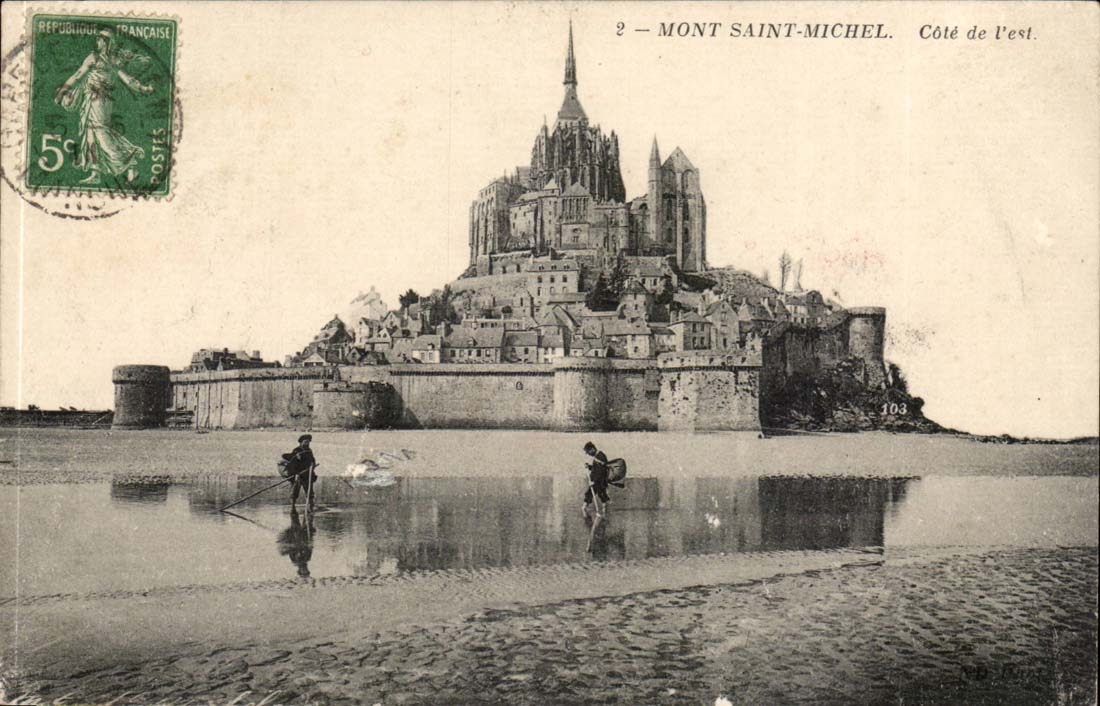 Mont Saint Michel CPA Cote de l'est (pecheurs)